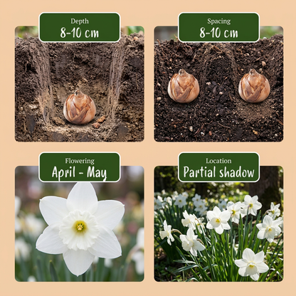 Narzisse Thalia – Narcissus triandrus online kaufen | 15 bis 120 Blumenzwiebeln, reinweiß, duftend &amp; mehrblütig – Wurzelwerk Design