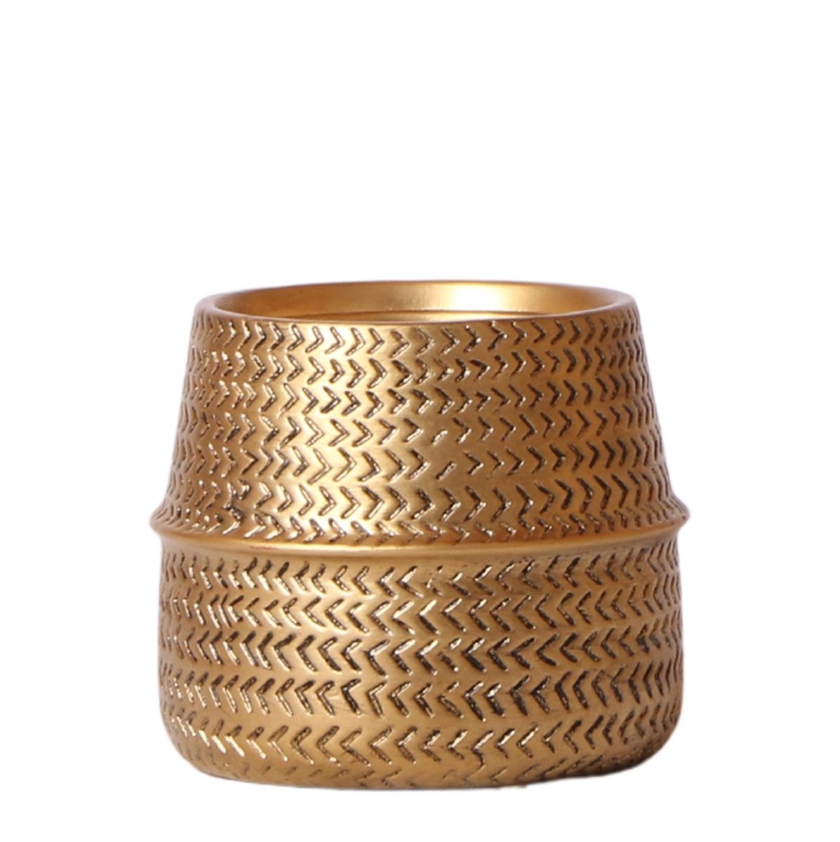 Groove Blumentopf - Goldener Keramik - Topf - Ø 9 cm - Wurzelwerk Design