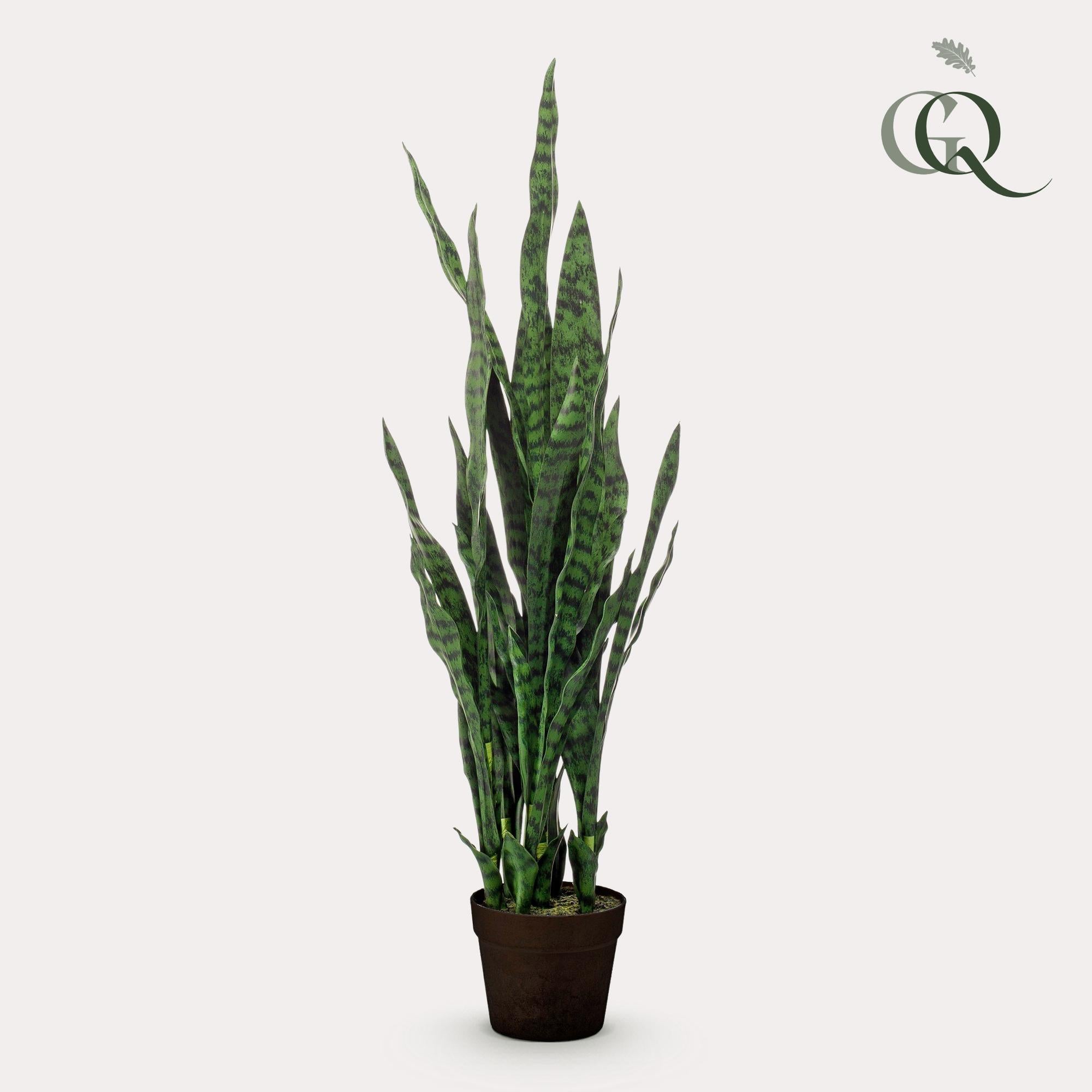 Kunstpflanze Sansevieria ‘Black Coral’ von Everspring, 97 cm große Frauenzunge, realistische grüne Pflanzen-Dekoration