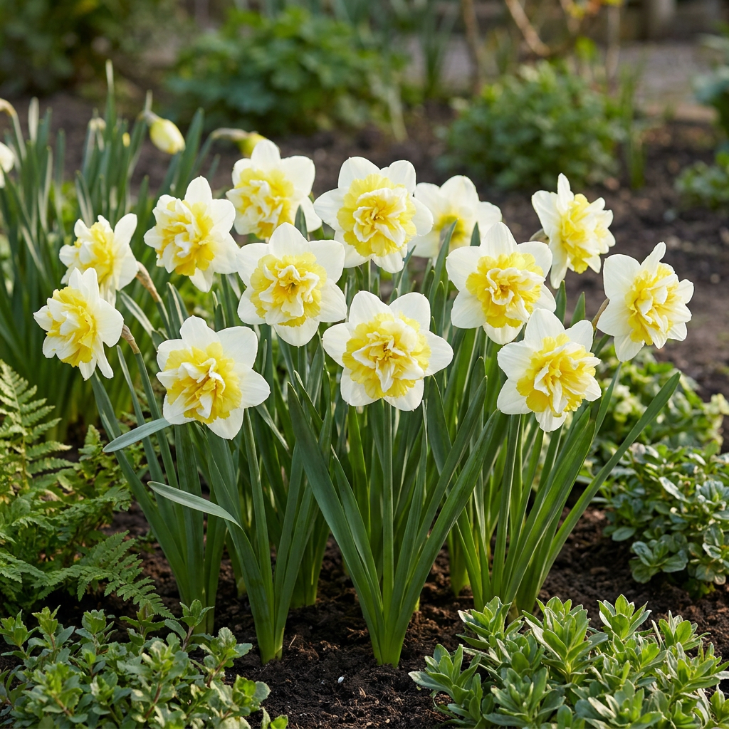 Gefüllte Narzisse Ice King – Narcissus online kaufen | 10 bis 80 Blumenzwiebeln, weiß-gelb &amp; gefüllt – Wurzelwerk Design