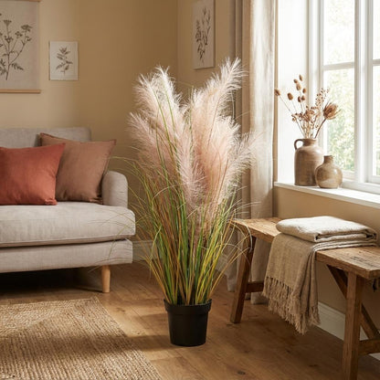 Kunstpflanze Phragmites Gras von Everspring, 95 cm hohe grüne Dekorationspflanze, realistisch wirkende Pflanzen für das Zuhause