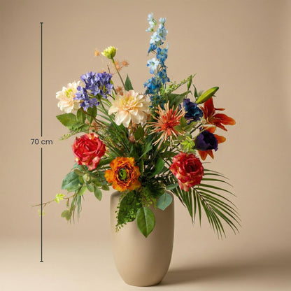 Künstlicher Blumenstrauß Colorful Bloom Deluxe, 70 cm, 18 Stiele, real touch, bunter Everspring Pflanzenstrauß