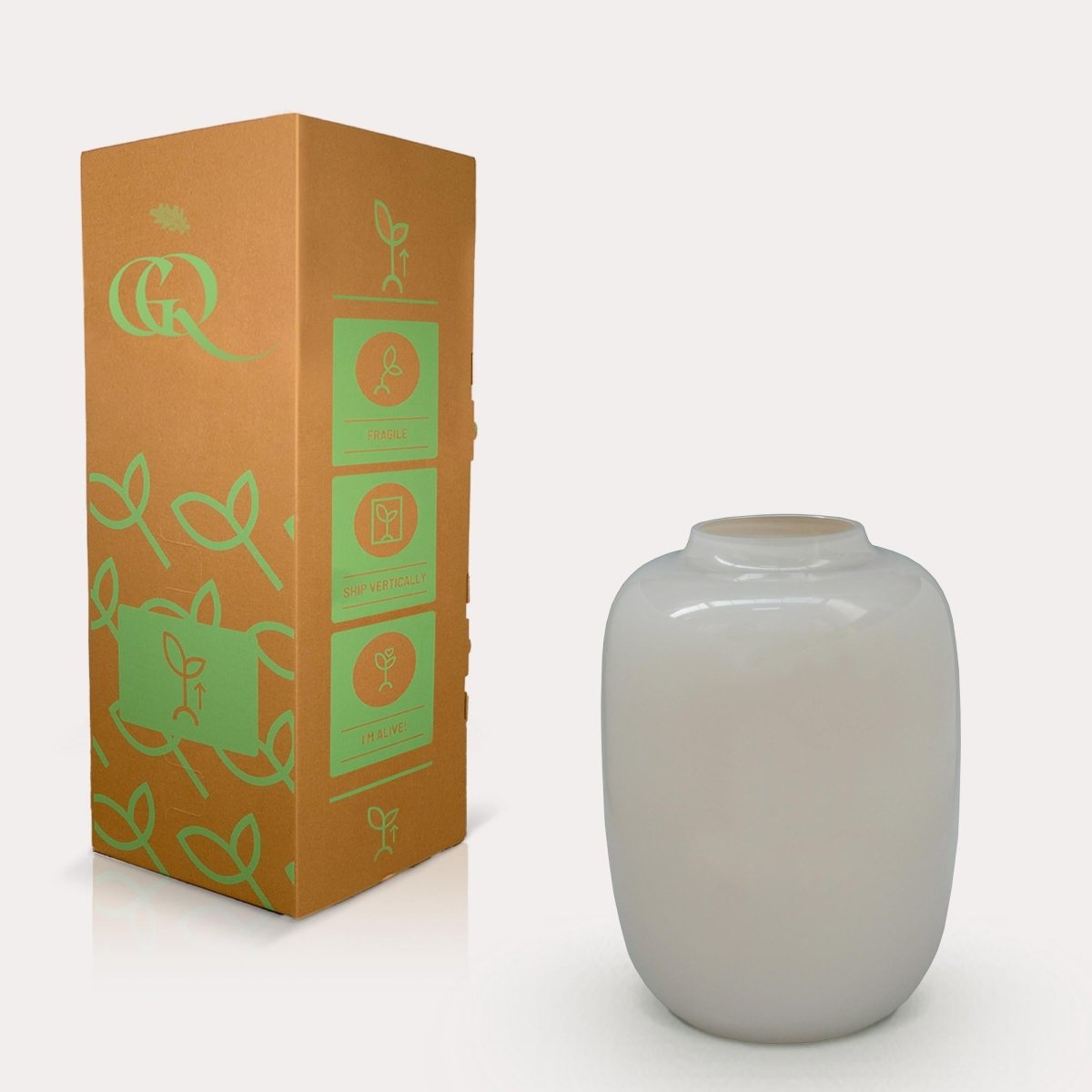 Vase Glas H35 W25 - Artic Ivory - Wurzelwerk Design