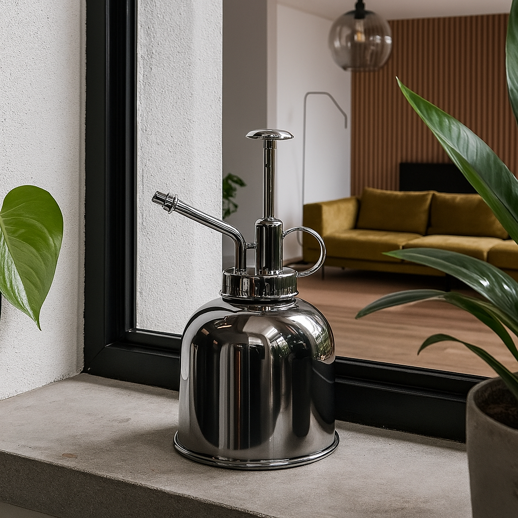 Pflanzensprüher aus Edelstahl in Silber