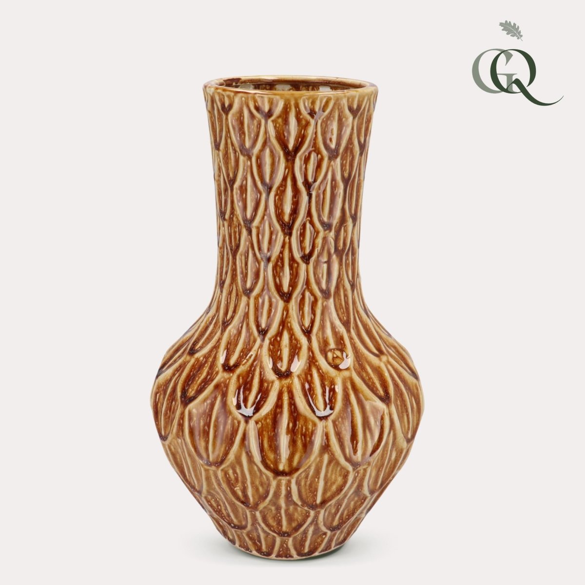 Vase Stein M - H39 W23 - Boa Braun - Wurzelwerk Design