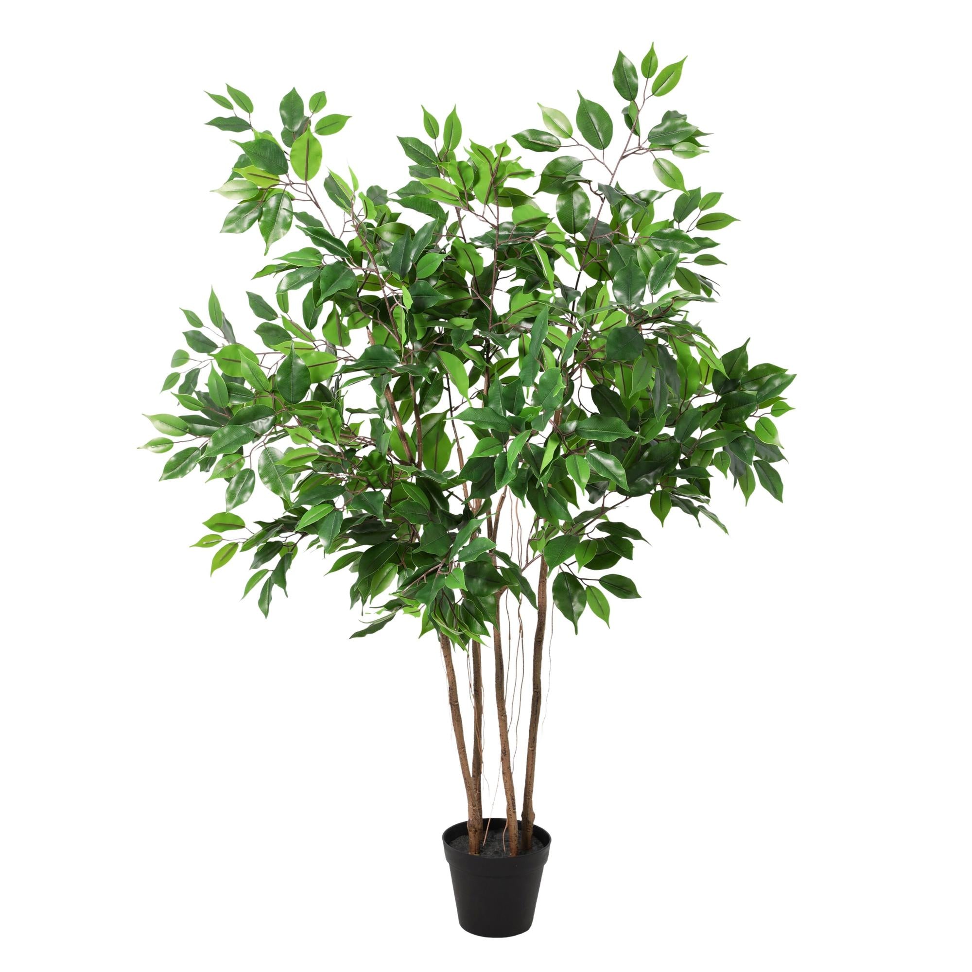 Künstlicher Ficus benjamina von Everspring, 128 cm hoch, detailreiche grüne Pflanze mit dichten Blättern, ideal für Dekoration.