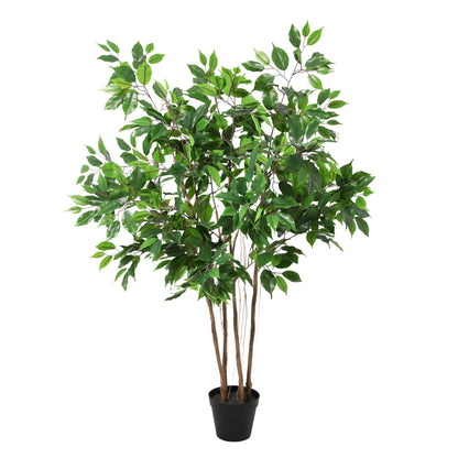Künstlicher Ficus benjamina von Everspring, 128 cm hoch, detailreiche grüne Pflanze mit dichten Blättern, ideal für Dekoration.
