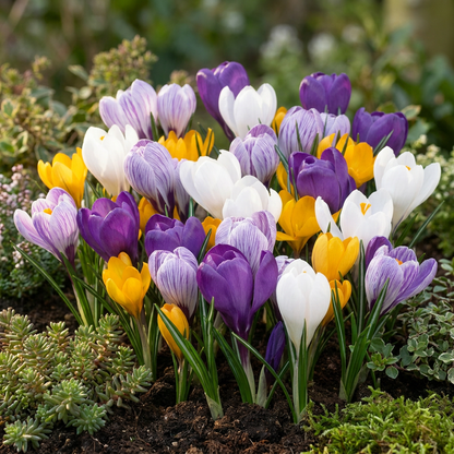 Großblütiger Krokus Mischung – Crocus online kaufen | 60 bis 240 Blumenzwiebeln, kräftige Farben – Wurzelwerk Design