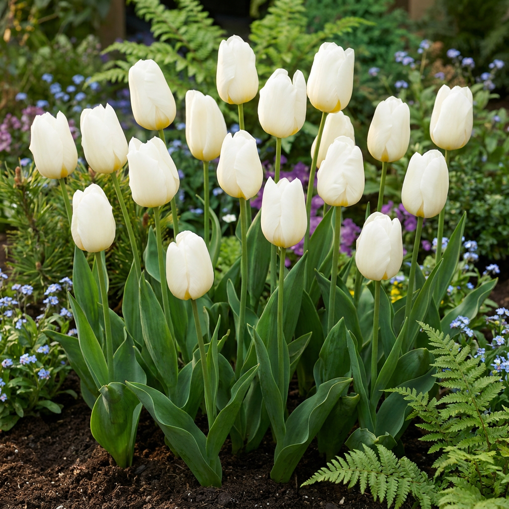Triumph-Tulpe Weiß – Tulipa online kaufen | 30 bis 120 Blumenzwiebeln, standfest &amp; langstielig – Wurzelwerk Design