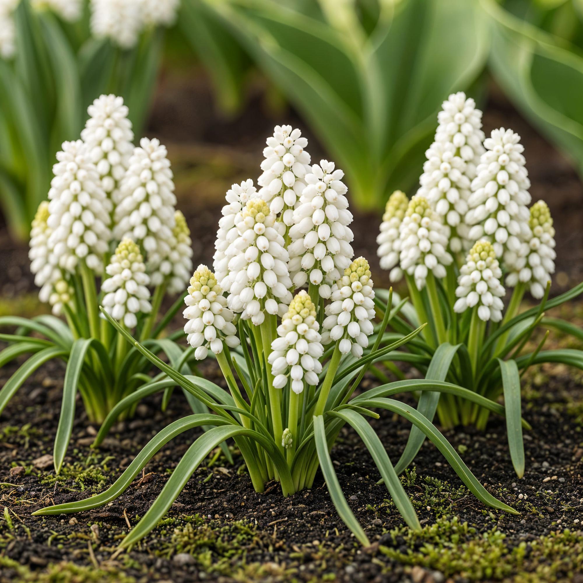 Everspring Muscari White Magic Blumenzwiebeln, 50 Stück, weiße Blüten, Zwiebelgröße 6/7, XXL Pack, Pflanzendekoration