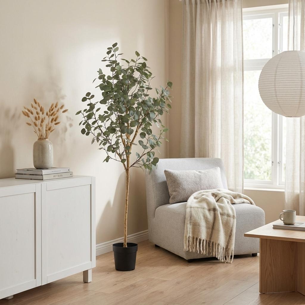 Künstlicher Eukalyptus Baum von Everspring, 180 cm hoch, detailreiche grüne Pflanze für Dekorationen, realistische Blätter.