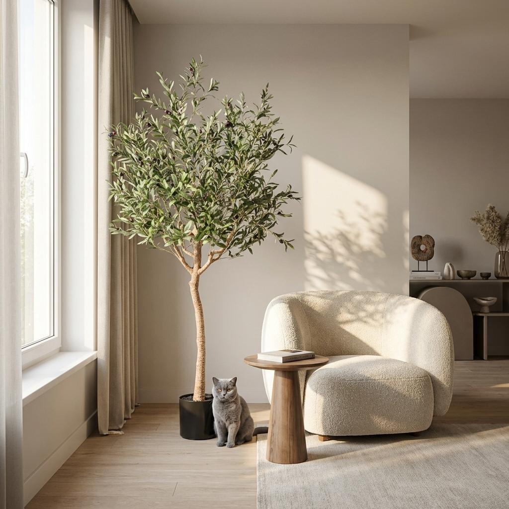 Künstlicher Olivenbaum von Everspring, Olea europaea, 115–180 cm, detailreiche grüne Blätter, realistische Pflanze für Innen- und Außenbereich