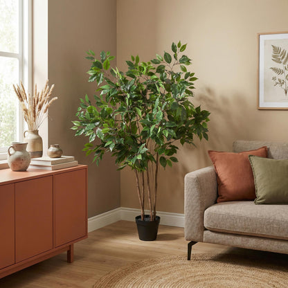 Künstlicher Ficus benjamina Pflanze, 128 cm hoch, Everspring, detailreiche Topfpflanze für Wohnräume
