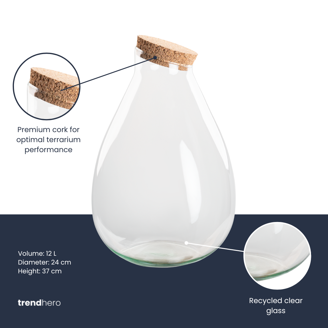 Terrariumflasche mit Korken, Tropfen XL, Ø 24 cm, 37 cm