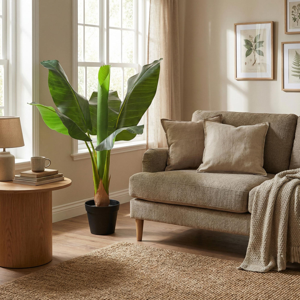 Künstliche Bananenpflanze Musa von Everspring, 80cm, 150cm oder 180cm, detailreiche grüne Pflanze für Dekorationszwecke