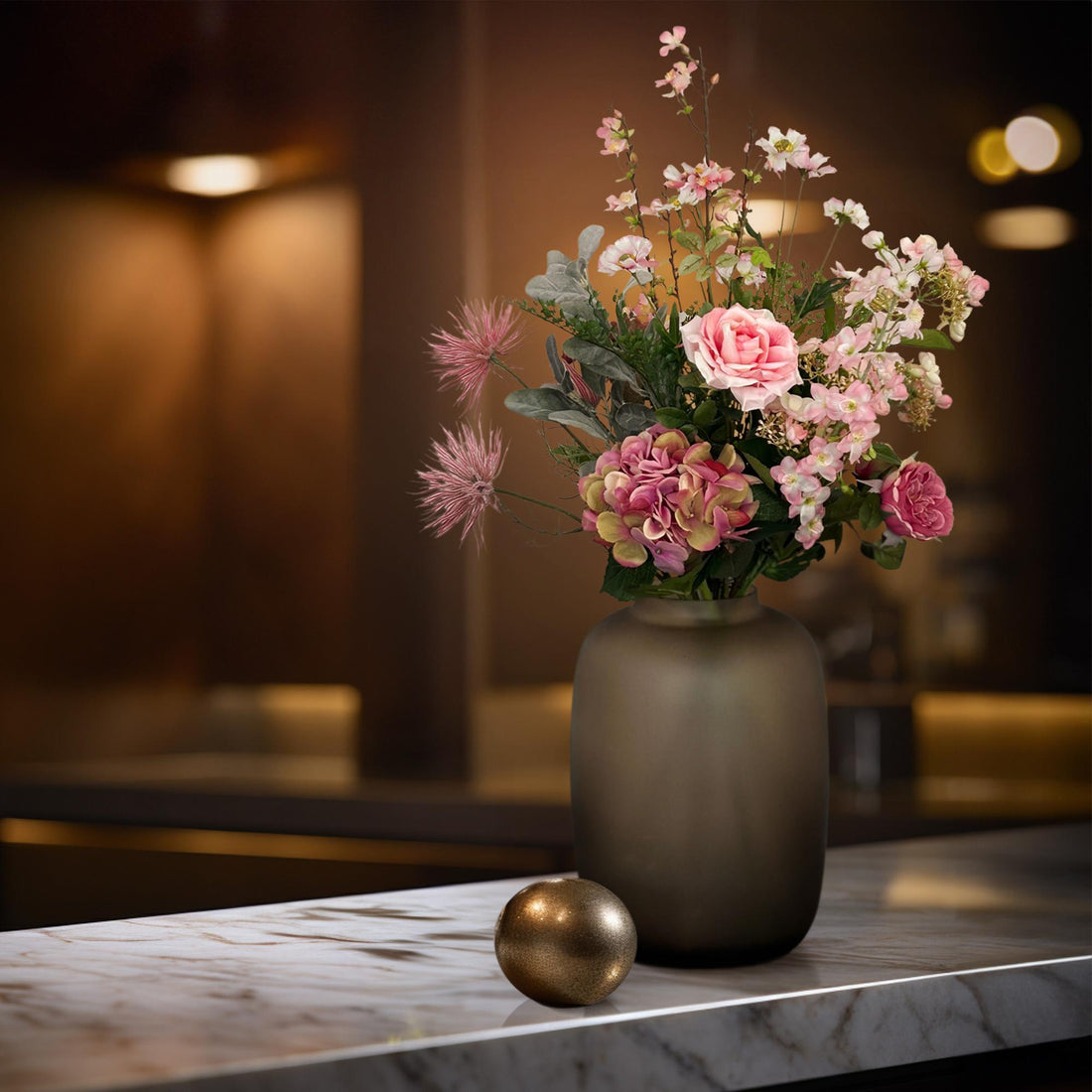 Künstlicher Blumenstrauß L, hübsches Rosa, 89 cm