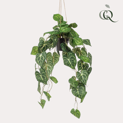 Kunstpflanze Anthurium Clarinervium von Everspring, 80 cm hohe, realistisch aussehende Pflanze mit grünen Blättern.